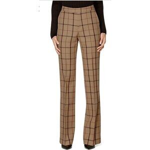 NWOT Suistudio Ally Windowpane Wool Trousers Womens 34R 2-4 High Rise Flare